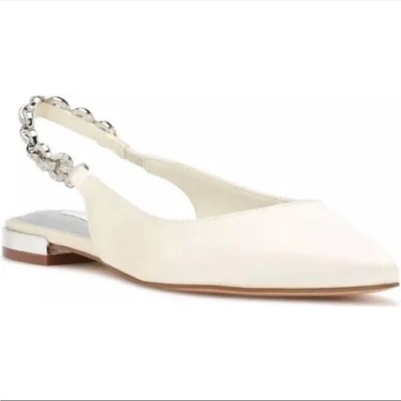 Brand New Nine West Satin Embellished Sling Back Flats Size 5 - Picture 3 of 7